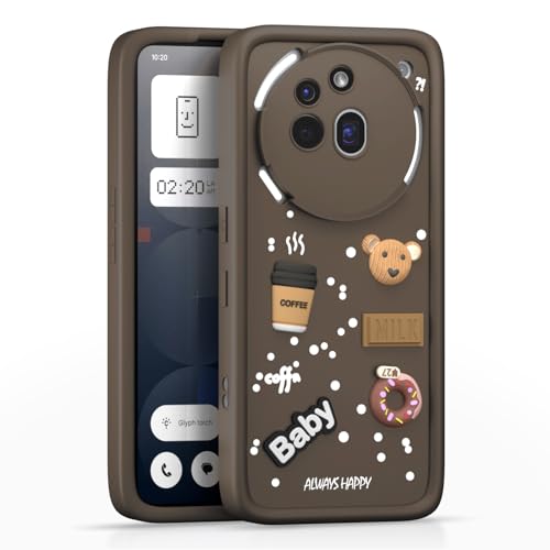 Image of Pikkme Back Cover for Nothing Phone 3a Pro 5G | Cute Fun Cartoon 3D Bear Silicone Full Body Protection Bumper Case (Brown)