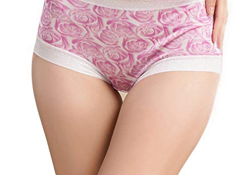 CLC Women's Mulberry Silk Boxers Panties Flower Patterns Printed Brief