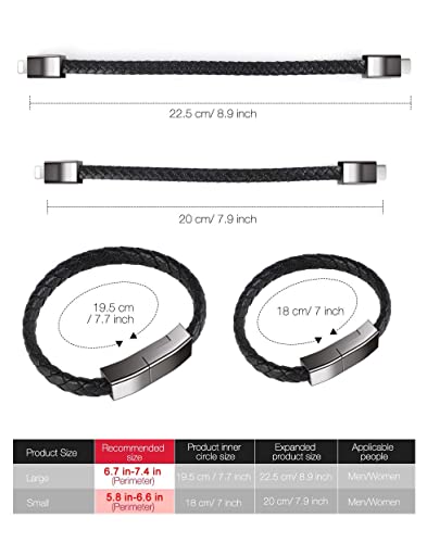 Bracelet Charger Portable Fashion Short Charging Cable Personality Punk Braided Leather Wrist 7.9in Data Transfer Cord Interesting Valentine's Day/Birthday/Thanksgiving Day Gift2