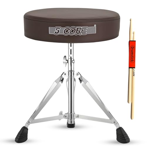 5 CORE Drum Throne 3' Thick Padded Adjustable 21.5' Drummer Chair 200Lb Capacity Guitar Stool for...