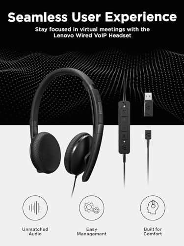 Image of Lenovo Wired VoIP Headset (Teams) with EPOS BrainAdapt & ActiveGard, Microsoft Teams Certified, Zoom Compatible, USB-C Plug, All-Day Comfort, Noise Reduction, Hearing Protection, Lightweight Design