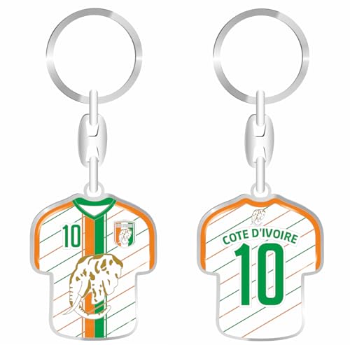 daged Porte-clés en forme de maillot de Côte d'Ivoire Revêtement en résine Effet 3D + autocollant Fonctionnalité pratique, Blanc., 90 mm
