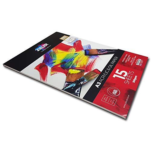 Acrylic Painting Pad - 300gsm Paper, 15 Sheets - by Zieler™ Linen Textured Surface & Acid Free. Ideal for Acrylic Painting. (A3) - Image 2