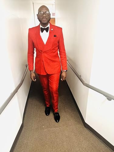 Men's 2 Piece Jacquard Suits for Wedding Shawl Lapel Slim Fit Groom Jacquard Tuxedos Blazer Pants Sets3