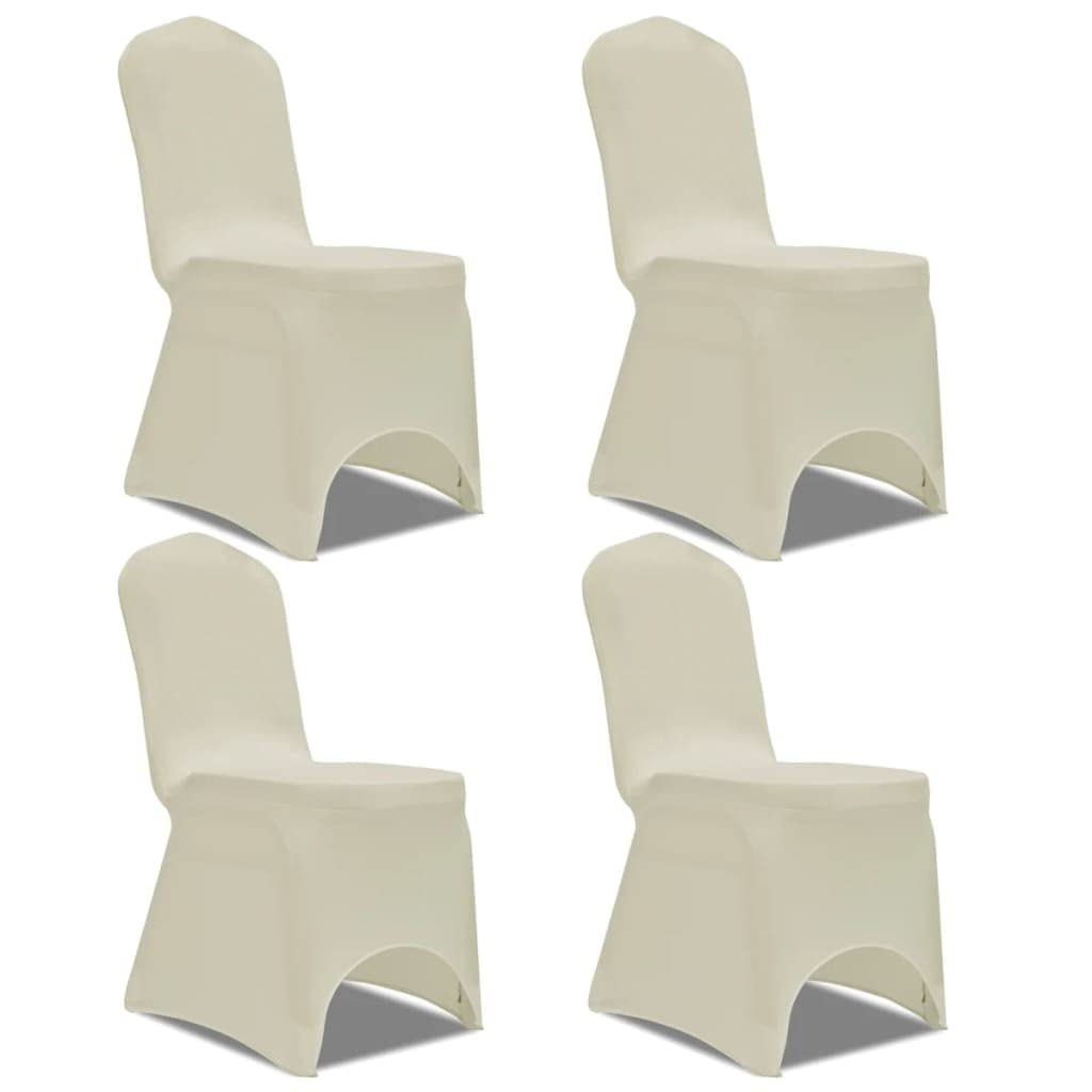 Housse de Chaise Extensible 4 Pièces Housse de Chaise Crème Amovible Lavable pour Chaises Housse de Chaise Extensible pour Mariage Fête Hôtel Restaurant