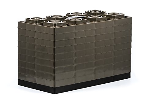 Camco FasTen 4x2 Leveling Block For Dual Tires, Interlocking Design Allows Stacking To Desired Height, Includes Secure T-Handle Carrying System, Brown (Pack of 10) - 44525