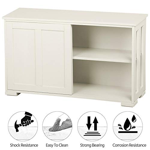 image for Yaheetech 2pcs Stackable Buffet Table with Sliding Doors and Adjustabl