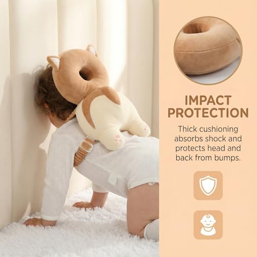 Image of Baby Head Protection Backpack - Soft Lightweight Fall Cushion for Toddlers During Crawling & Walking, Helps Ease Impact from Backward Tumbles(Corgi)