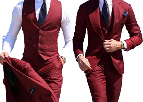 KAKAYO Ternos elegantes para casamento, smoking, caimento justo, para noivos e padrinhos, três peças