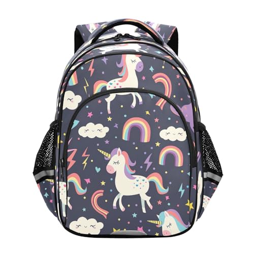 Cute Unicorn Purple Kids School Backpack for Boys Girls Ages 8-14, Backpack Elementary School