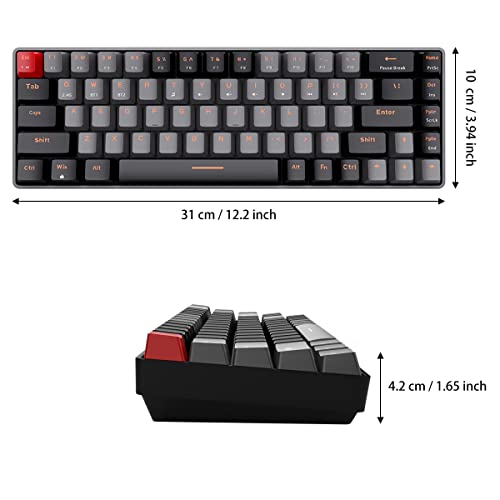 Image of Qisan Mechanical Gaming Keyboard, Dual Mode 2.4G /BT Wireless, 60% Layout, US Layout, Blue Switch, 68 Keys, Computer Keyboard, Gaming Pc, Wireless Gaming Keyboard