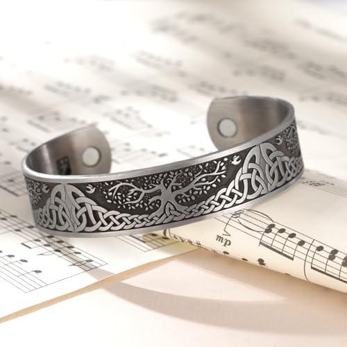 Yggdrasil World Tree of Life Bracelet Health Care Stainless Steel Cuff Bangle Bracelet for Men (Antique Silver)4