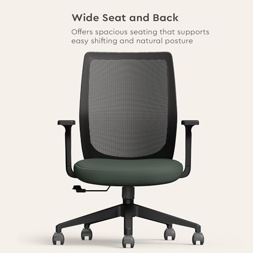 Image of Interio by Godrej Curv Premium Mesh Wide Back Ergonomic Chair for Work from Home /Study | 1 Year Warranty | Height Adjustable Chair | Heavy Duty PP Base | DIY Installation (Earthstone)