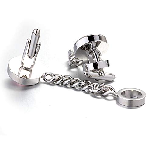 Mancuernillas Redondas de Cristal Plateadas y Rosadas para Hombre miniatura 5
