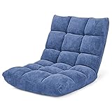 GOPLUS Bodenstuhl, Bodensofa mit Rückenlehne, Bodensessel mit Schlaffunktion, Floor Chair, Lazy Sofa, Meditationsstuhl für Wohnzimmer & Balkon (Blau)