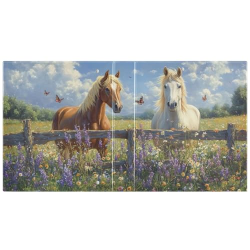 Image of 3 Ring Binder Horse Lavender White 1.5 inch Binders Three Ring Binders with Clipboard Fit 8.5'' x 11'' Paper 3 Interior PVC Clear Pockets for Office Supplies