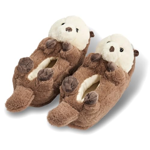 ooohyeah Funny Animal Hug Plush Slippers for Women, Novelty Cute Cozy Warm House Slippers with Non-Slip Grips