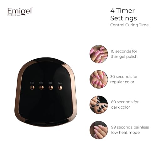 Image of Emigel Nail UV Lamp 300W | Fast Dryer for Nail Gel Polish | UV Nail Curing Lamp | Professional UV Nail Lamp 2 in 1 UV LED Lamp Dryer | Large Space for Both hands | For Salon & Home Use.