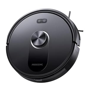 Proscenic Q20Plus Saugroboter mit Wischfunktion, 10000Pa 200min Staubsauger Roboter mit Beutellose Entleerungsstation, 3-in-1 Saug und Wischroboter für Tierhaare, Teppiche, Hartböden, Schwarz