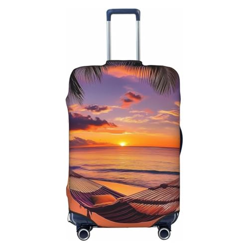 Beach Sunset Hammock Elastic Travel Luggage Cover, Washable Spandex Suitcase Protector, Anti-Scratch Fits 18-32 Inch