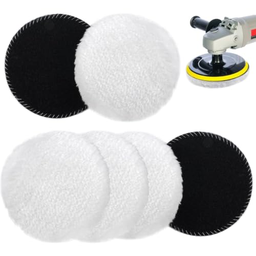 6 Almohadillas Pulido Lana 125mm Autoadhesivas Para Encerado Y Lijado Coche