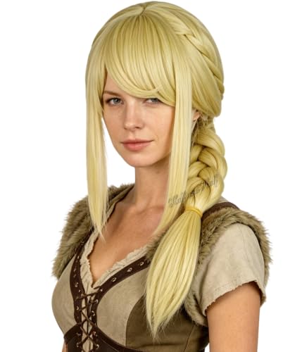 Blonde Braid Pony Cosplay Wig Dragon-Hunter Braided Costume Wigs for Women