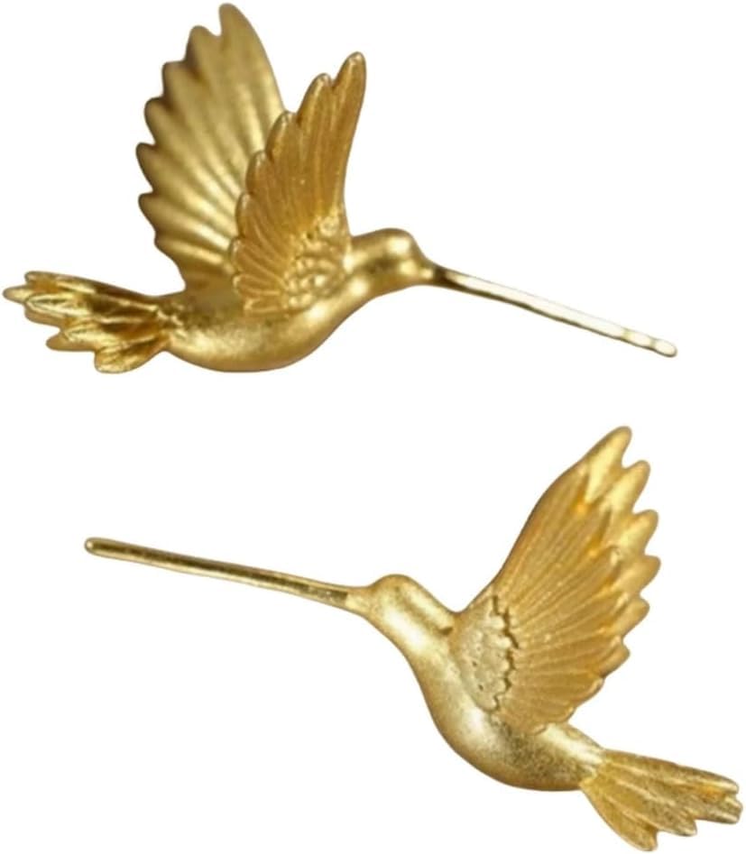 Boucles d'oreilles oiseaux en vol avec clous dorés haute finition