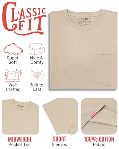 Image of Kingsted Pocket T-Shirts for Men - Super Soft & Comfy 100% Cotton Shirts | Short-Sleeve Crewneck Pocket Tee Shirts - Classic Regular Fit Work Shirt - Built to Last Midweight Cotton T-Shirts for Men