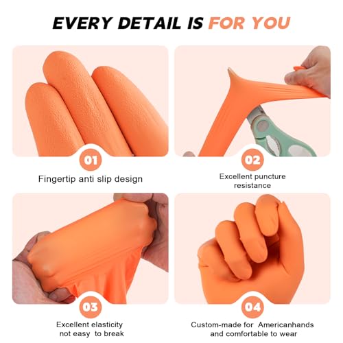 Image of FINITEX Nitrile Disposable Gloves-Black, 5mil, 100PCS S and Orange, 3.5mil, 100pcs S