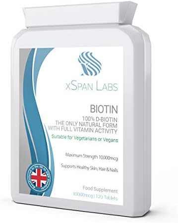 Biotin 10,000mcg 120 Tablets - Made Using 100% D-Biotin The only Natural Form with Full Vitamin B7 Activity to Support Healthy Hair, Nails and Skin