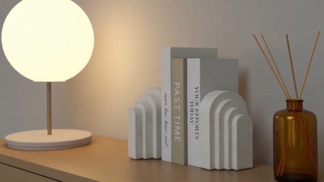 Heavy Duty Book Ends for Shelves, Decorative Book Stopper for Shelves, Resin Decor Bookends for Heavy Books, Modern Home Decor Aesthetic Bookend Aesthetically Pleasing Layered Arch Design, Set of 2