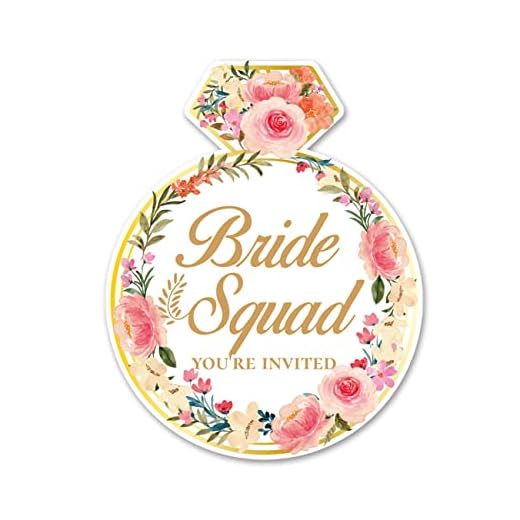 Bride Squad Party Invitations with Envelopes, 20 Set Wedding Flower Ring Shaped Invitations Bridal Shower Bachelorette Party Invites Supplies Favors, Double-Sided