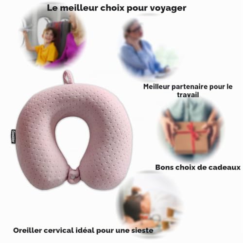 Coussin De Voyage Avion : Oreillers cervicaux pour dormir voyage rose oreillers confortables en... – Image 5