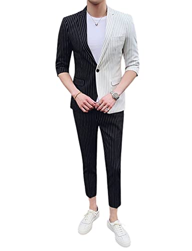 Costume pour hommes costume de réunion veste revers cranté pantalon à rayures
