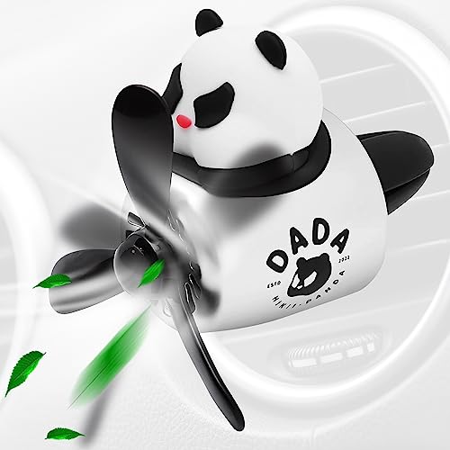 Image of Panda Cute Car Air Freshener Diffuser - Panda Aromatherapy Diffuser Car Air Fresheners Vent Clips Cute Freshener Rotating Fan