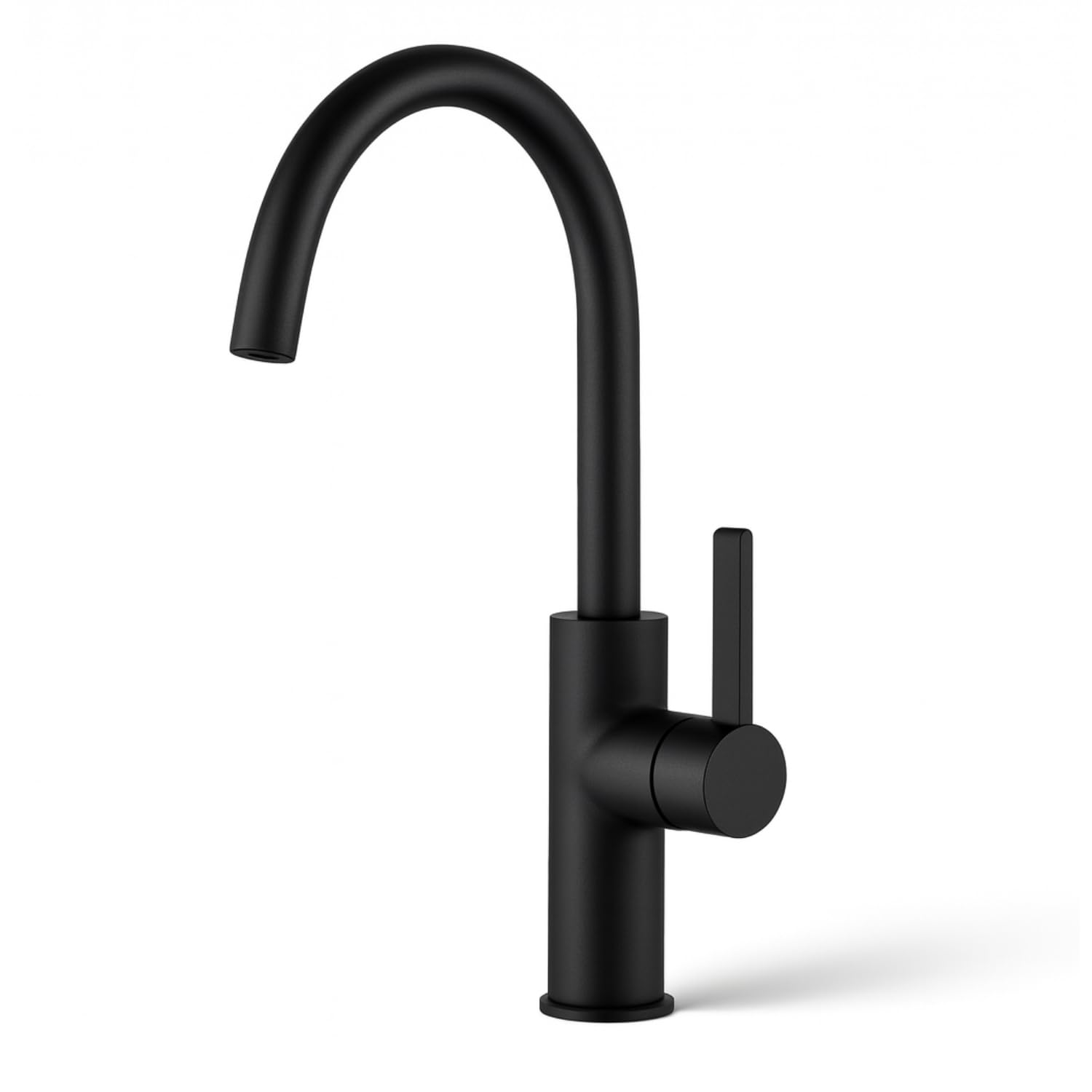 Xcel Home Black Jeroni Swan Spout Kitchen Mixer Tap - Single Lever Sink Mixer With Brass Body, Matt Finish & 360° Swivel Spout