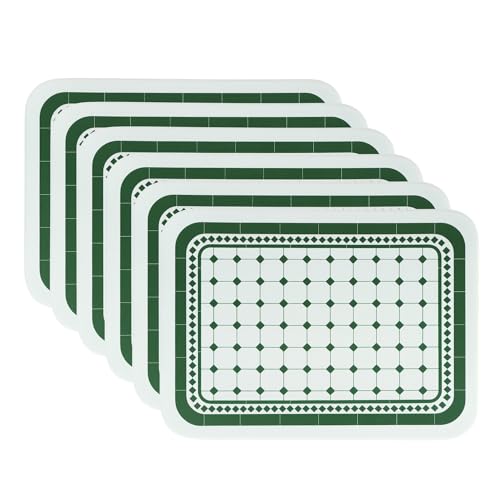 Image of YELONA Dark Green Faux Leather Dining Table Placemats - Set of 6 | Heat & Stain Resistant PU Table Mats | Easy to Clean & Durable | Perfect for Office, Conference Tables & Home Decor
