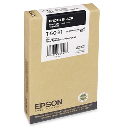 Cartouche Epson T6031 photo noire d'origine pour imprimante de bureau grand format
