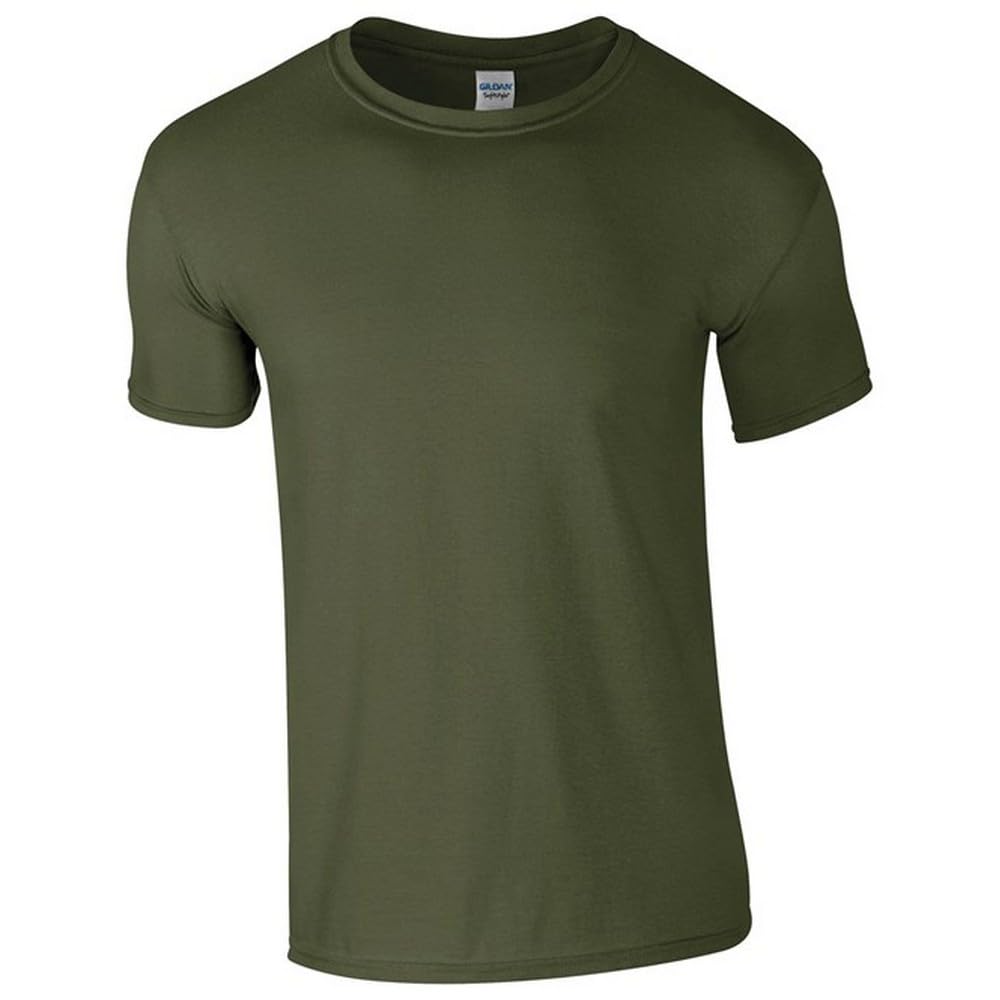 Gildan Men's Military Green Heather Unisex Adult Softstyle Heather T-Shirt (S) (Military Green Heather)