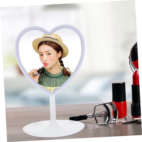 Espejo para maquillaje con luz Led forma corazón portátil miniatura 5