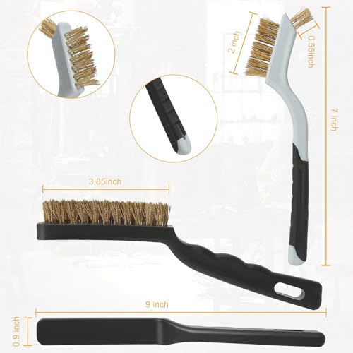 Image of VASTOOLS 8 Pack Wire Brush & Scraper Set, 7 inch+9 inch Brass /Stainless Steel /Nylon Brushes with Stiff Putty Knives for Rust, Paint, Grease Removal, Metal, Tile, Concrete & Household Cleaning