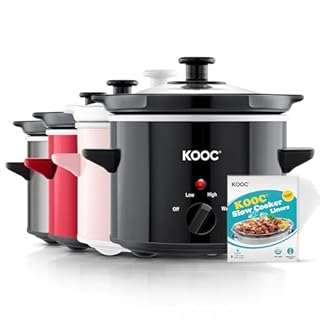 KOOC Small Slow Cooker, 2-Quart, Free Liners Included for Easy