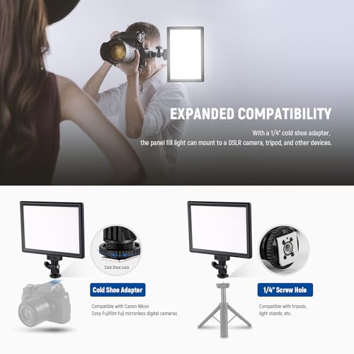 Image of Neewer 9 inch LED Video Light Panel, Dimmable DSLR Camera Soft Lighting, 4000mAh Rechargeable Battery, USB Type C Ports, 3200K~5600K CRI95+ 600Lux for Photography Video Recording Live Streaming, NL-116AI