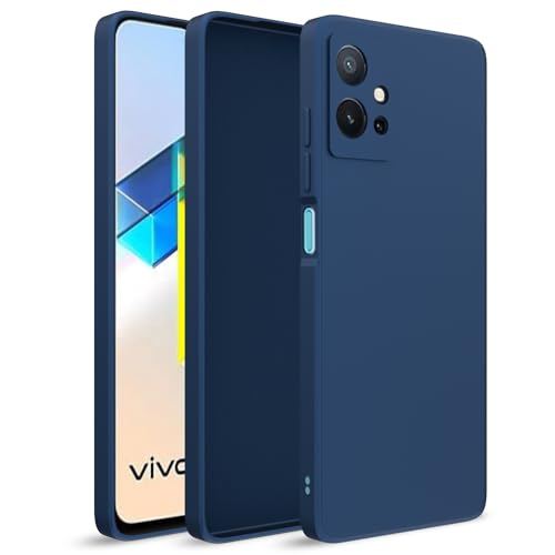 Image of Outlouders Back Cover for Vivo T1 5G / Vivo Y75 5G / iQOO Z6 5G | Camera Protection | Durable Soft Matte Silicone Bumper Case (Blue)