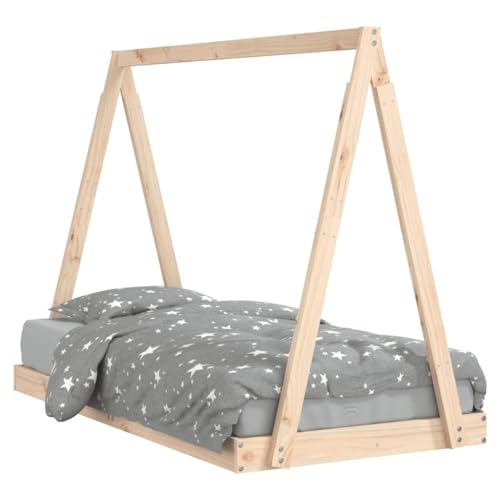 vidaXL Cadre de Lit pour Enfants, Lit Simple avec Sommier à Lattes, Meuble de Chambre à Coucher, Scandinave, Marron 80x160 cm Bois de Pin Massif