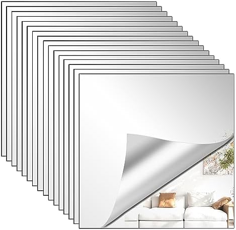 Snowdool Klebespiegel Set - 4x Selbstklebende Spiegelfliesen Ohne Bohren