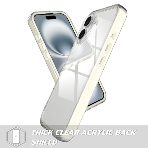 Puxicu Acrylic 2 in 1 for iPhone 16 Case，Anti-Yellowing, Military-Grade Protection, Drop Shockproof Slim Phone Cover for iPhone 16 6.1", Clear+White - image 2