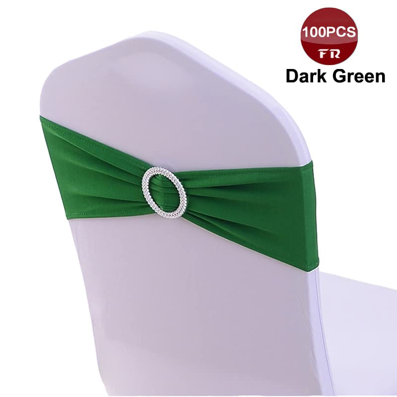 KALGHI Fascia per sedia elastica da 100 pezzi Fascia per sedia in spandex di poliestere con anello per la decorazione della copertura della sedia della festa nuziale-avorio