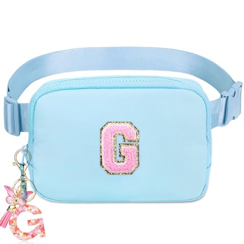 Image of Belt Bag for Girls Gifts - Birthday Gifts for Teenager, Personalized Gifts for Mom Freind Sister Teacher, Graduation Gifts for Her, Initial Crossbody Bag Belt Bag for Women Blue G