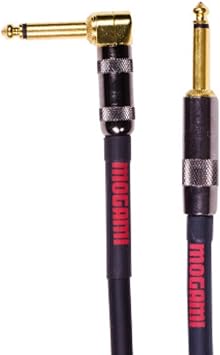Mogami OD GTR-20R Overdrive Guitar Instrument Cable, 1/4" TS Male Plugs, Gold Contacts, Right Angle and Straight Connectors, 20 Foot